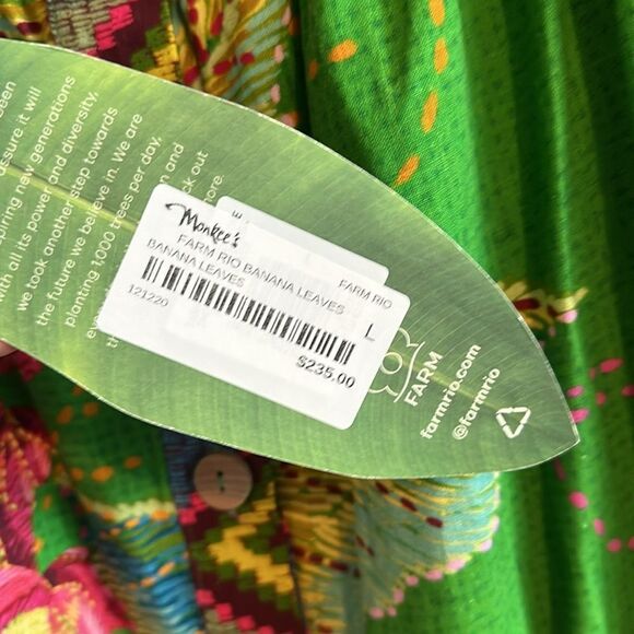 Farm Rio Leaf Off-The-Shoulder Midi Dress Large‎ NWT - Picture 7 of 7